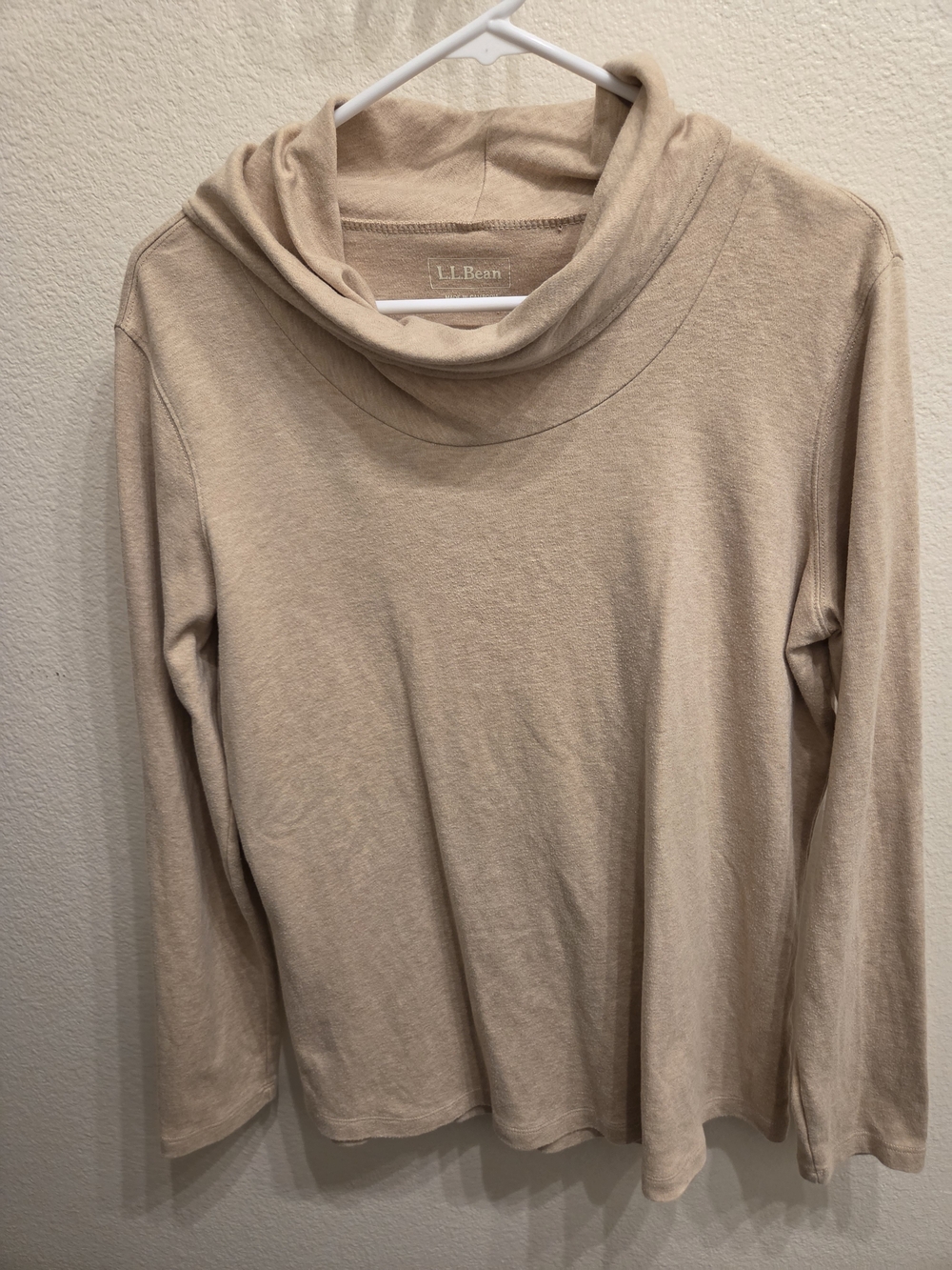 L.L. Bean Women's Beige Cowl Neck Long Sleeve Sweater